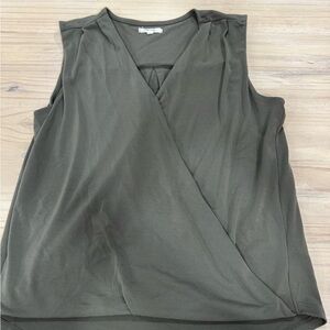 Maurices Olive Green Sleeveless Faux Wrap Blouse